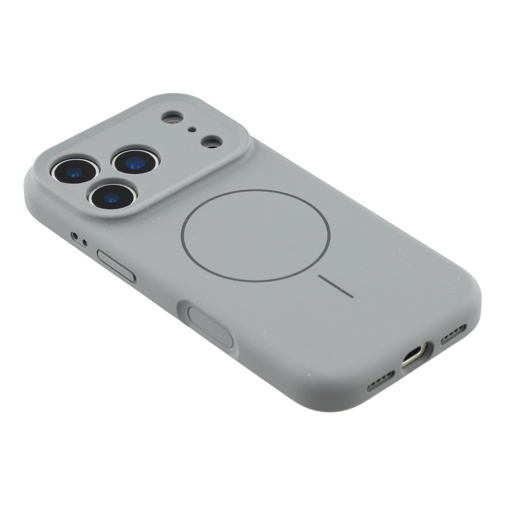 For iPhone 17 Pro Max Case Compatible with MagSafe Liquid Silicone + PC Phone Cover with Camera Touch Control Button - Dark Grey