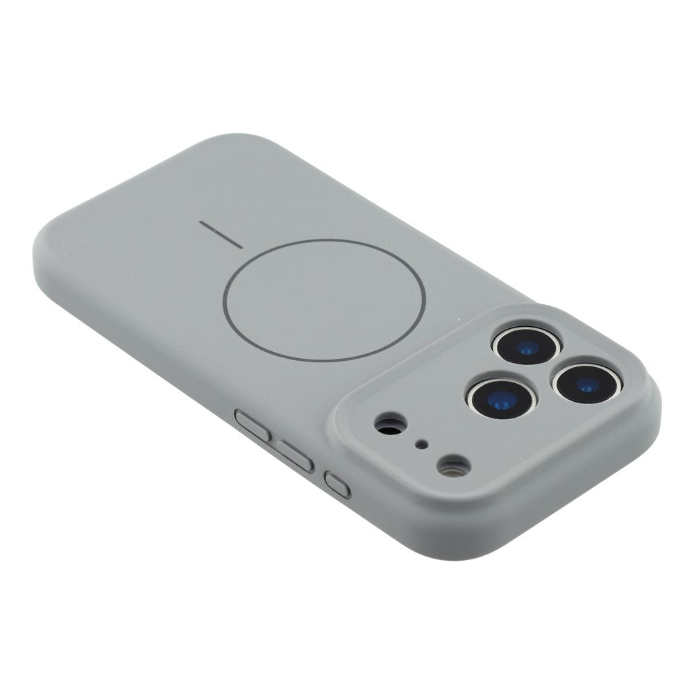 For iPhone 17 Pro Max Case Compatible with MagSafe Liquid Silicone + PC Phone Cover with Camera Touch Control Button - Dark Grey