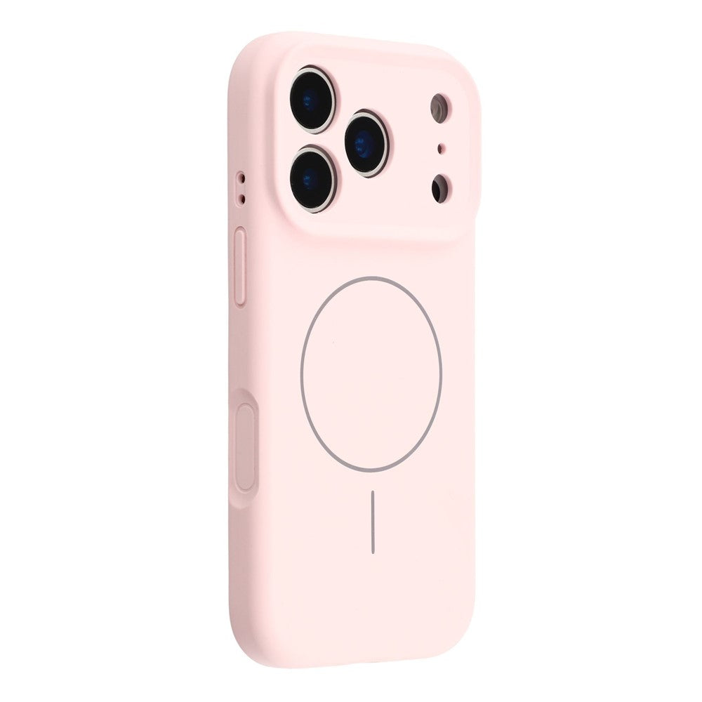 For iPhone 17 Pro Max Case Compatible with MagSafe Liquid Silicone + PC Phone Cover with Camera Touch Control Button - Pink