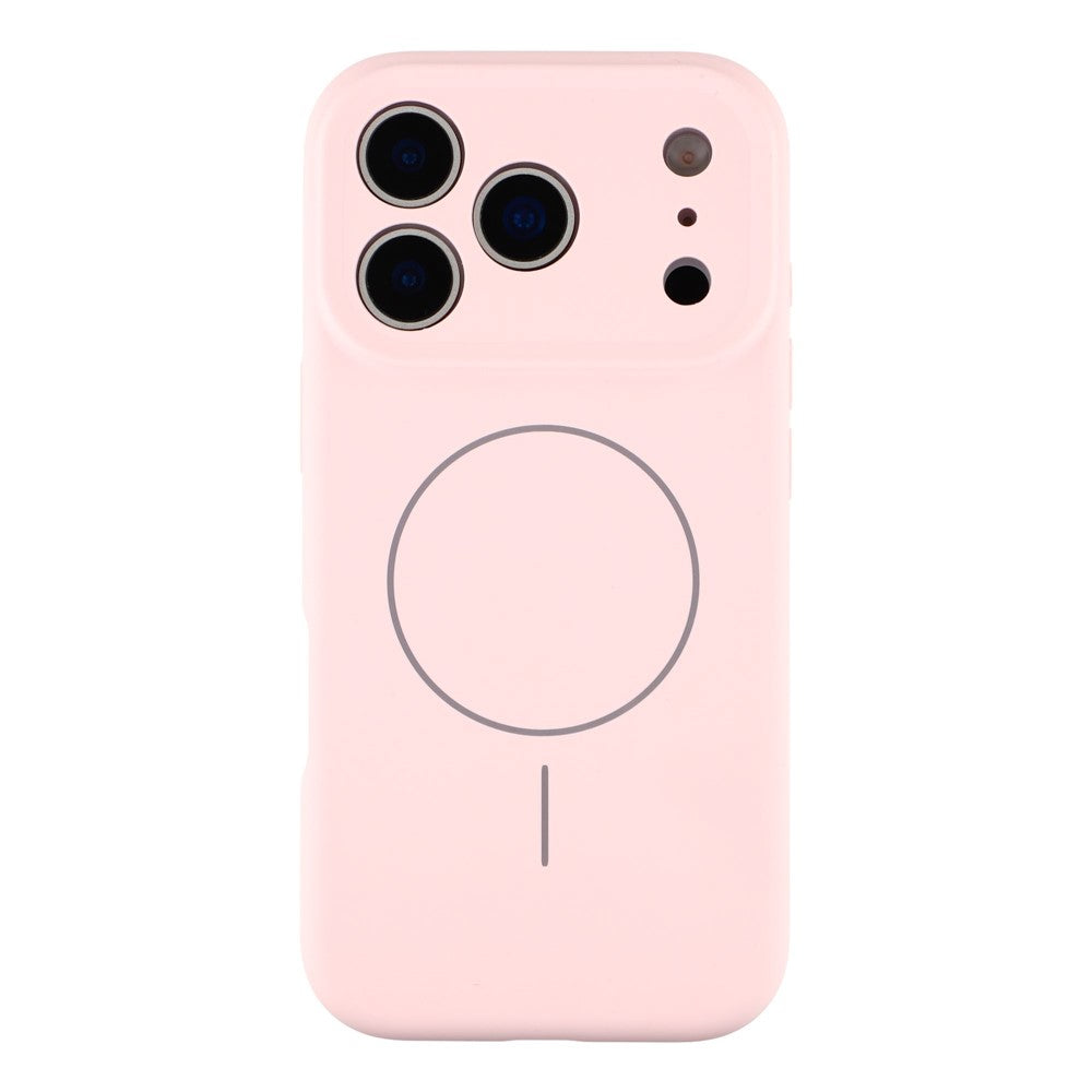 For iPhone 17 Pro Max Case Compatible with MagSafe Liquid Silicone + PC Phone Cover with Camera Touch Control Button - Pink
