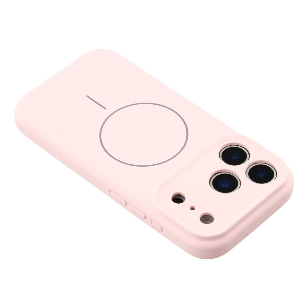For iPhone 17 Pro Max Case Compatible with MagSafe Liquid Silicone + PC Phone Cover with Camera Touch Control Button - Pink
