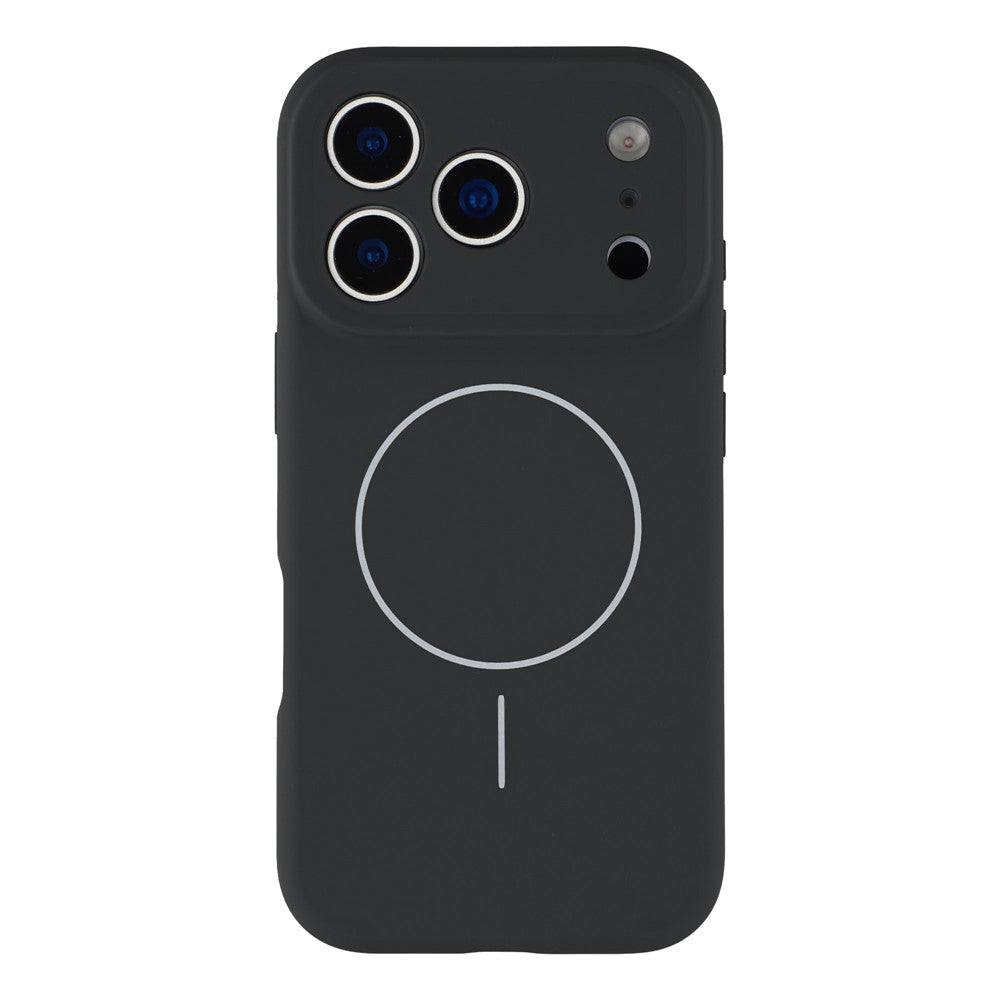 For iPhone 17 Pro Max Case Compatible with MagSafe Liquid Silicone + PC Phone Cover with Camera Touch Control Button - Black