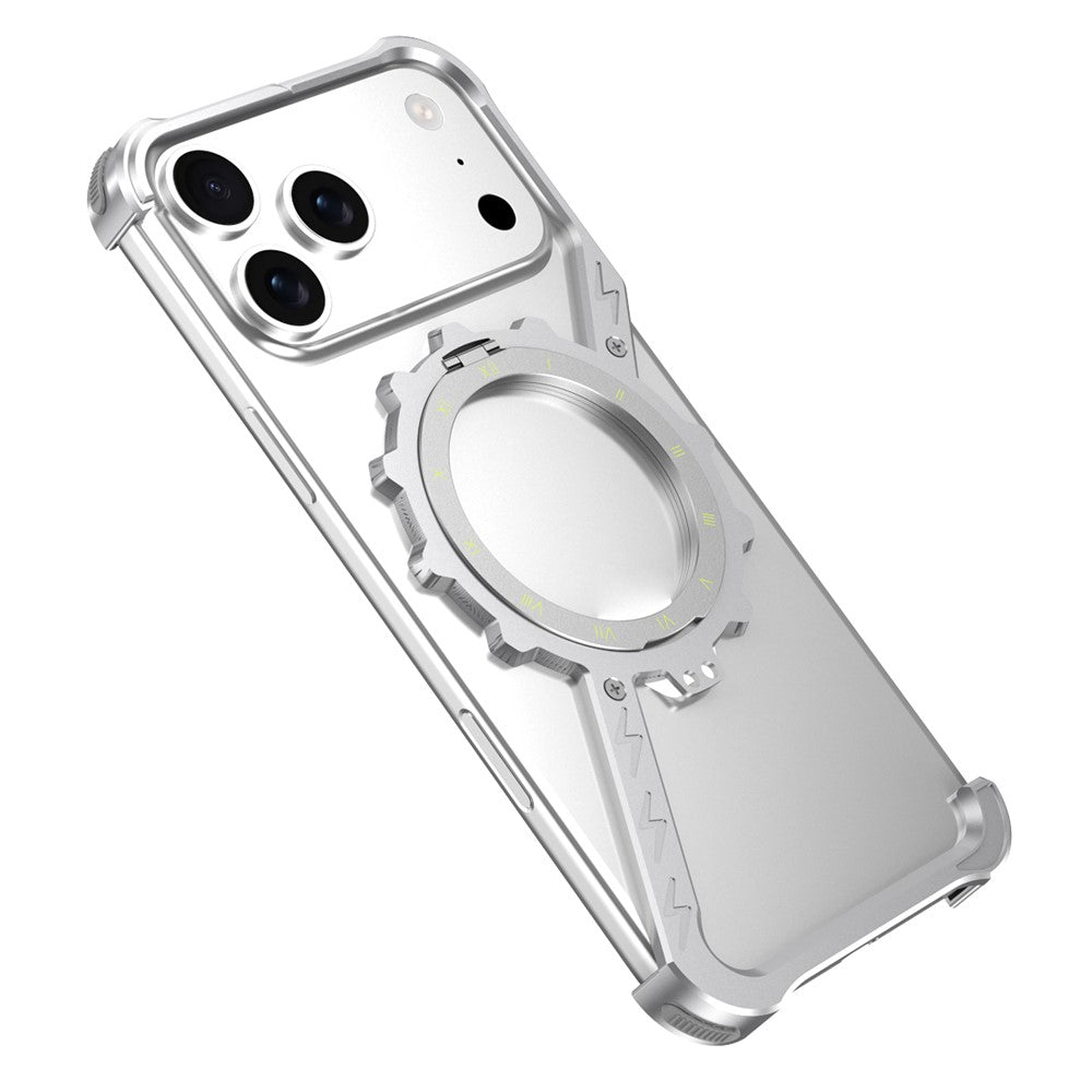 For iPhone 17 Pro Max Kickstand Case Compatible with MagSafe Z Shape Bumper Phone Cover - Silver