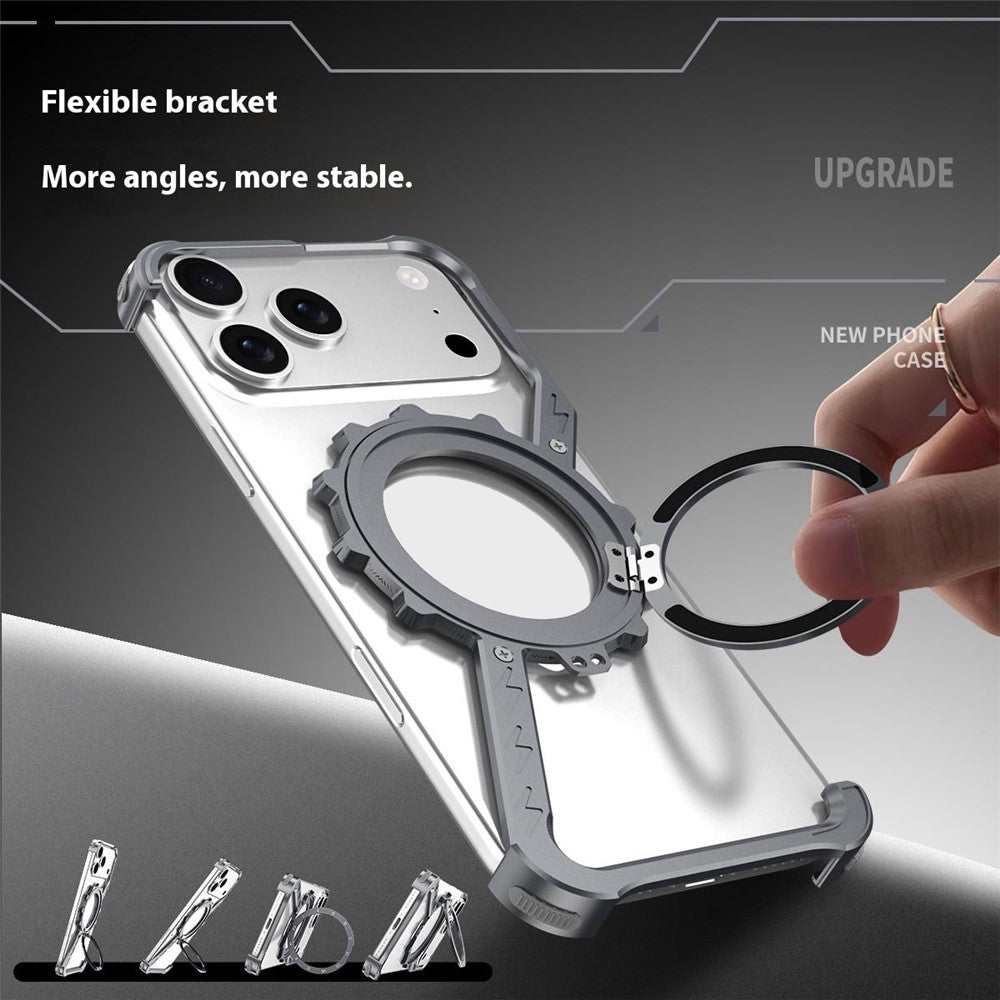 For iPhone 17 Pro Max Kickstand Case Compatible with MagSafe Z Shape Bumper Phone Cover - Dark Grey