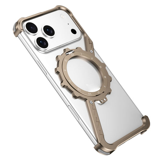 For iPhone 17 Pro Max Kickstand Case Compatible with MagSafe Z Shape Bumper Phone Cover - Desert Gold