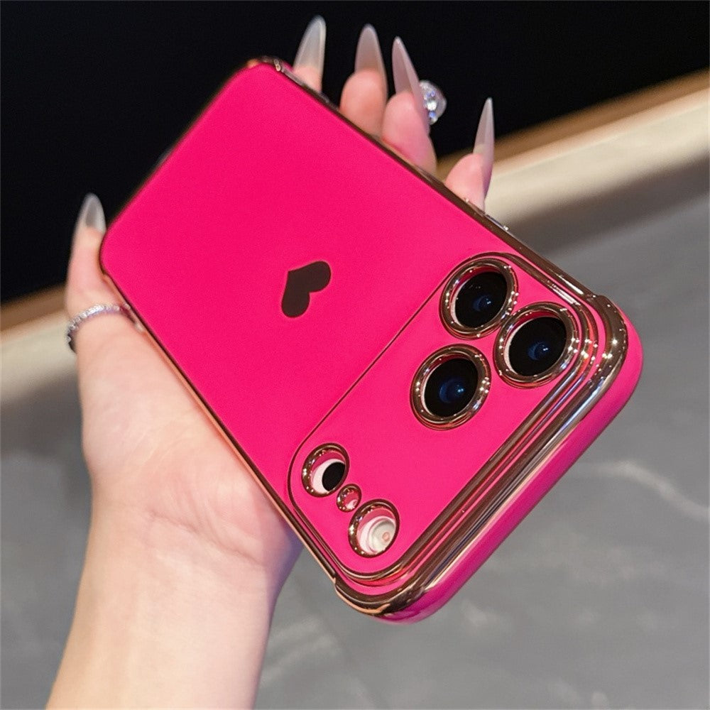 For iPhone 17 Pro Max Case TPU Phone Back Cover Electroplating Heart Pattern - Rose