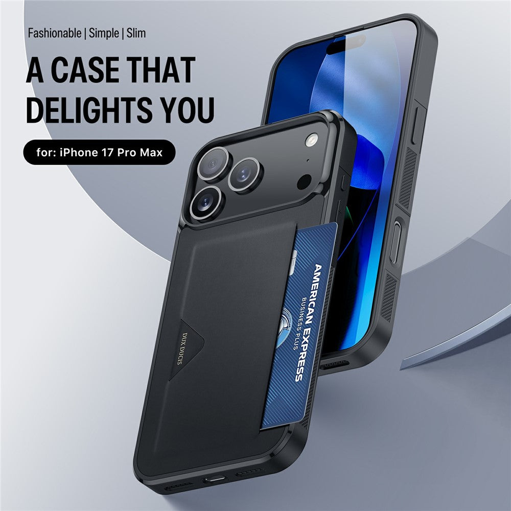 DUX DUCIS Pocard Series For iPhone 17 Pro Max Case Card Holder Leather + PC + TPU Phone Cover