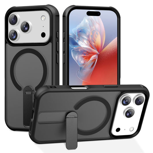 For iPhone 17 Pro Max Case Compatible with MagSafe Kickstand TPU + PC Drop Protection Phone Cover - Black