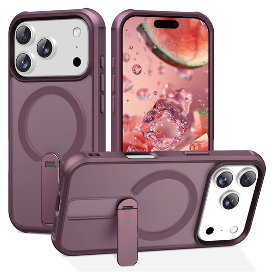 For iPhone 17 Pro Max Case Compatible with MagSafe Kickstand TPU + PC Drop Protection Phone Cover - Wine Red