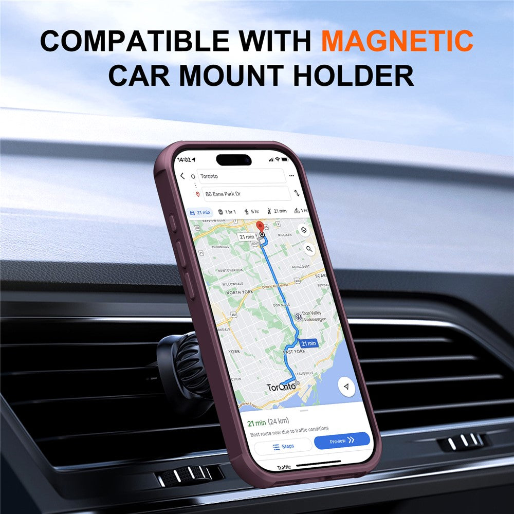 For iPhone 17 Pro Max Case Compatible with MagSafe Kickstand TPU + PC Drop Protection Phone Cover - Wine Red