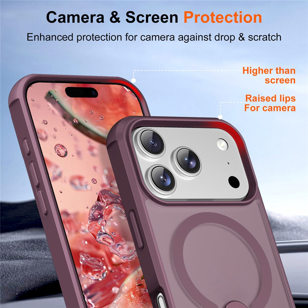 For iPhone 17 Pro Max Case Compatible with MagSafe Kickstand TPU + PC Drop Protection Phone Cover - Wine Red