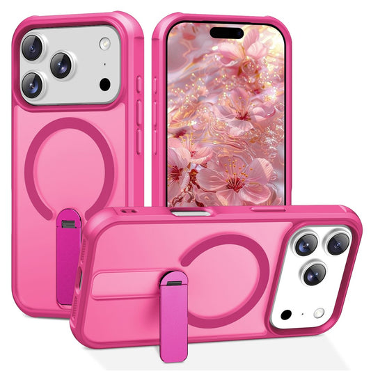 For iPhone 17 Pro Max Case Compatible with MagSafe Kickstand TPU + PC Drop Protection Phone Cover - Rose