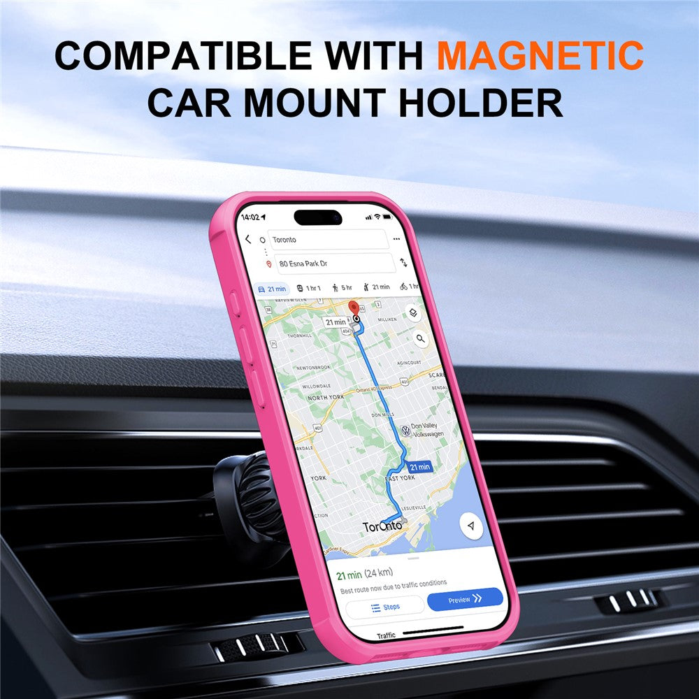 For iPhone 17 Pro Max Case Compatible with MagSafe Kickstand TPU + PC Drop Protection Phone Cover - Rose