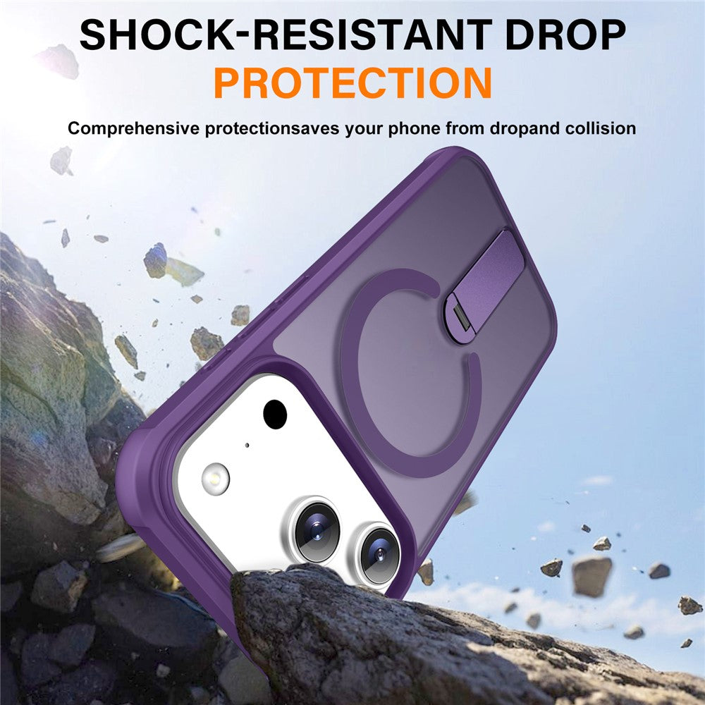 For iPhone 17 Pro Max Case Compatible with MagSafe Kickstand TPU + PC Drop Protection Phone Cover - Purple
