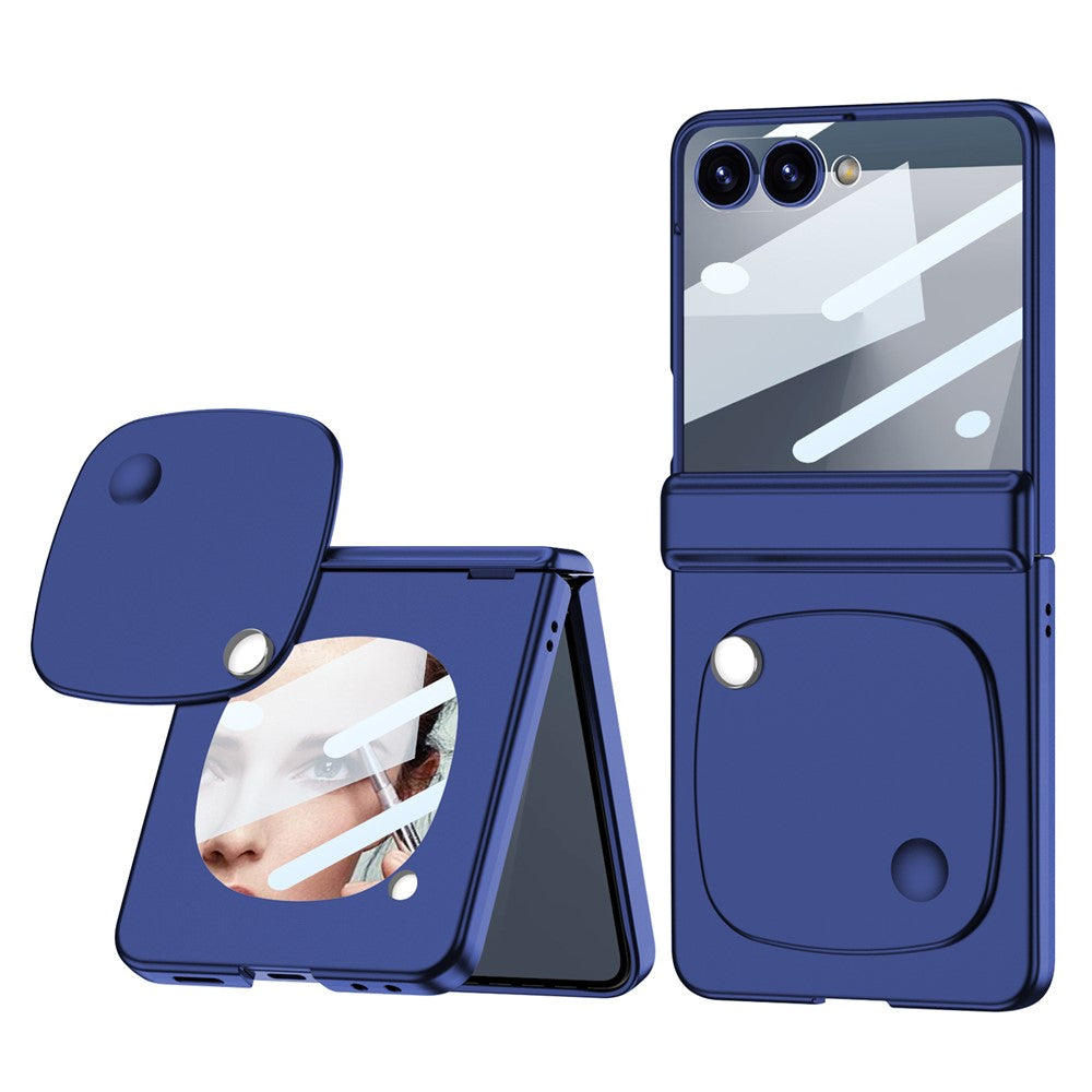 GKK For Samsung Galaxy Z Flip7 5G Case with Mirror Magnetic Folding Hinge PC Tempered Glass Phone Cove - Dark Blue