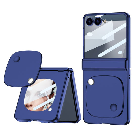GKK For Samsung Galaxy Z Flip7 5G Case with Mirror Magnetic Folding Hinge PC Tempered Glass Phone Cove - Dark Blue