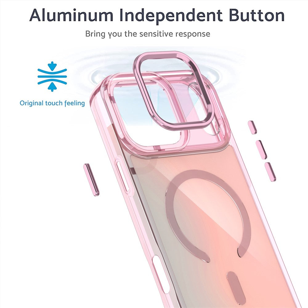 For iPhone 17 Pro Max Case Compatible with MagSafe Color Changing PC TPU Phone Back Cover - Pink