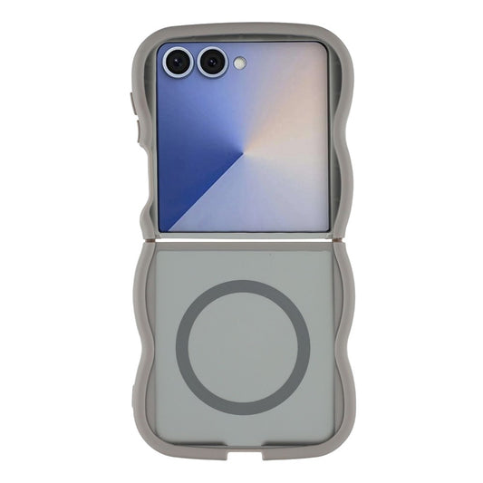 For Samsung Galaxy Z Flip7 5G Case Compatible with MagSafe TPU + PC Phone Back Cover Skin Touch Wave Shape - Grey