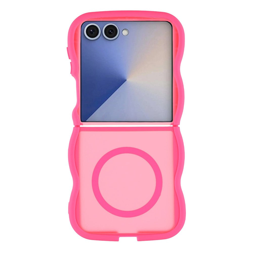 For Samsung Galaxy Z Flip7 5G Case Compatible with MagSafe TPU + PC Phone Back Cover Skin Touch Wave Shape - Rose