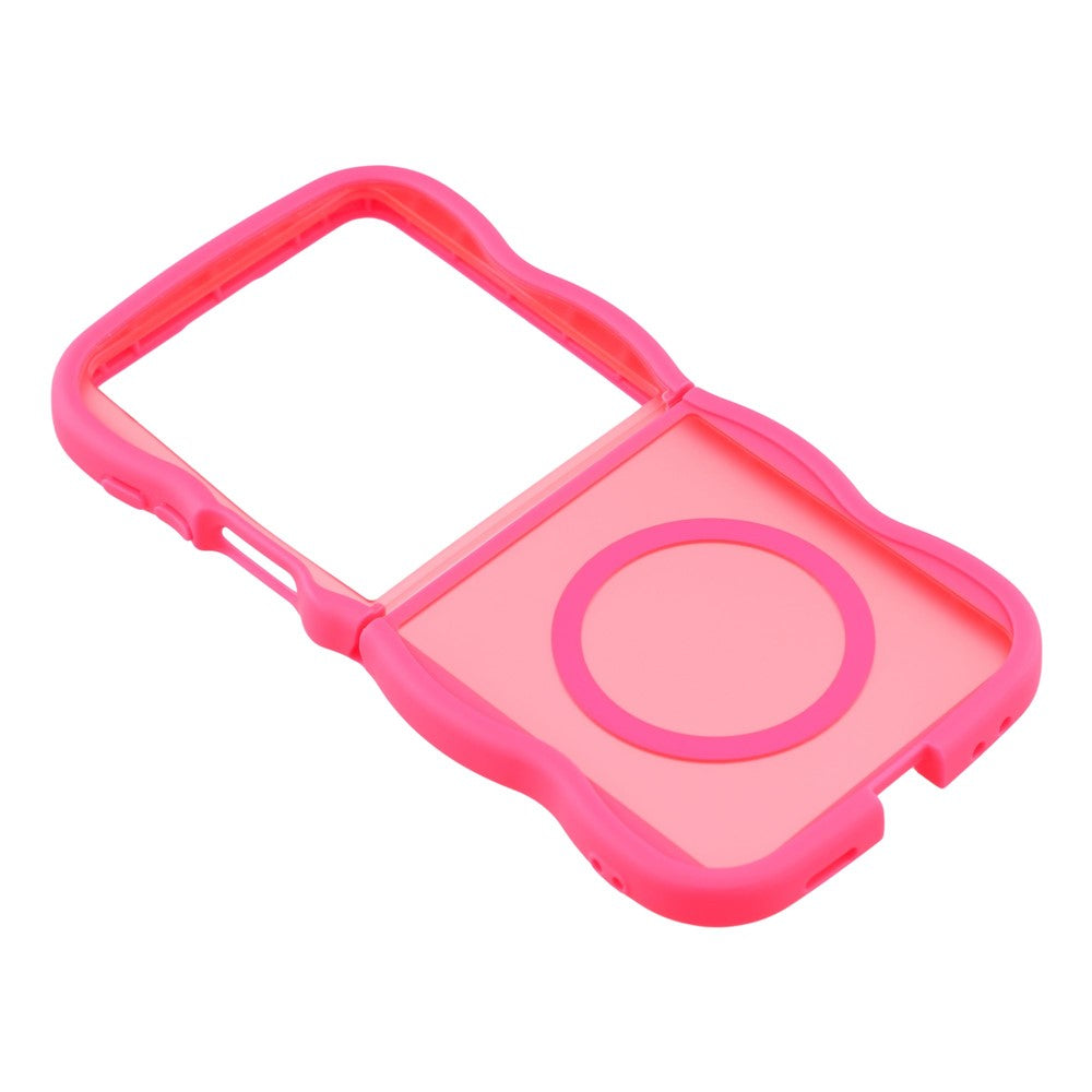 For Samsung Galaxy Z Flip7 5G Case Compatible with MagSafe TPU + PC Phone Back Cover Skin Touch Wave Shape - Rose