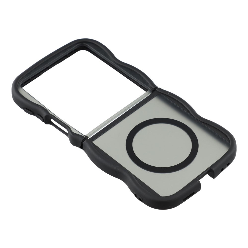 For Samsung Galaxy Z Flip7 5G Case Compatible with MagSafe TPU + PC Phone Back Cover Skin Touch Wave Shape - Black