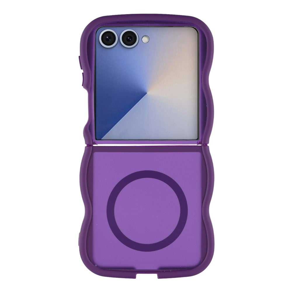 For Samsung Galaxy Z Flip7 5G Case Compatible with MagSafe TPU + PC Phone Back Cover Skin Touch Wave Shape - Purple