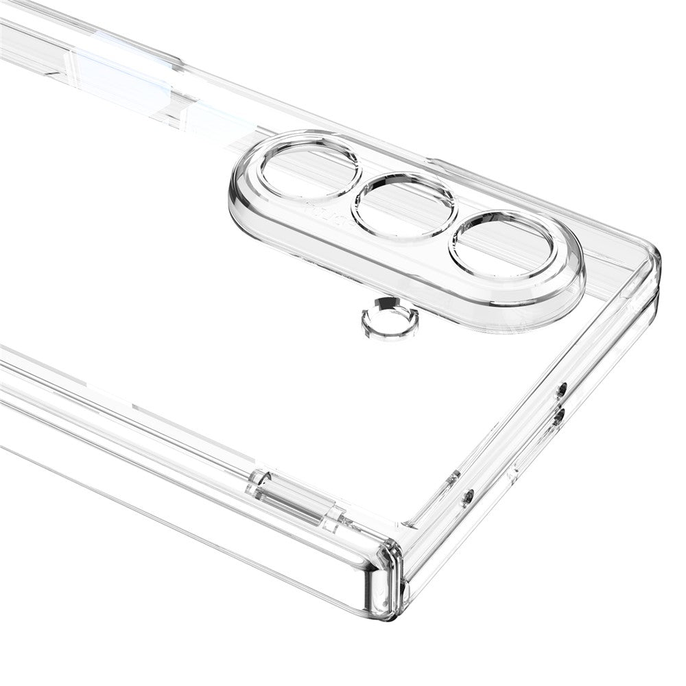 GKK For Samsung Galaxy Z Fold7 5G Magnetic Case Hinge Protection Hard PC Cover Built-In Iron Ring - Transparent