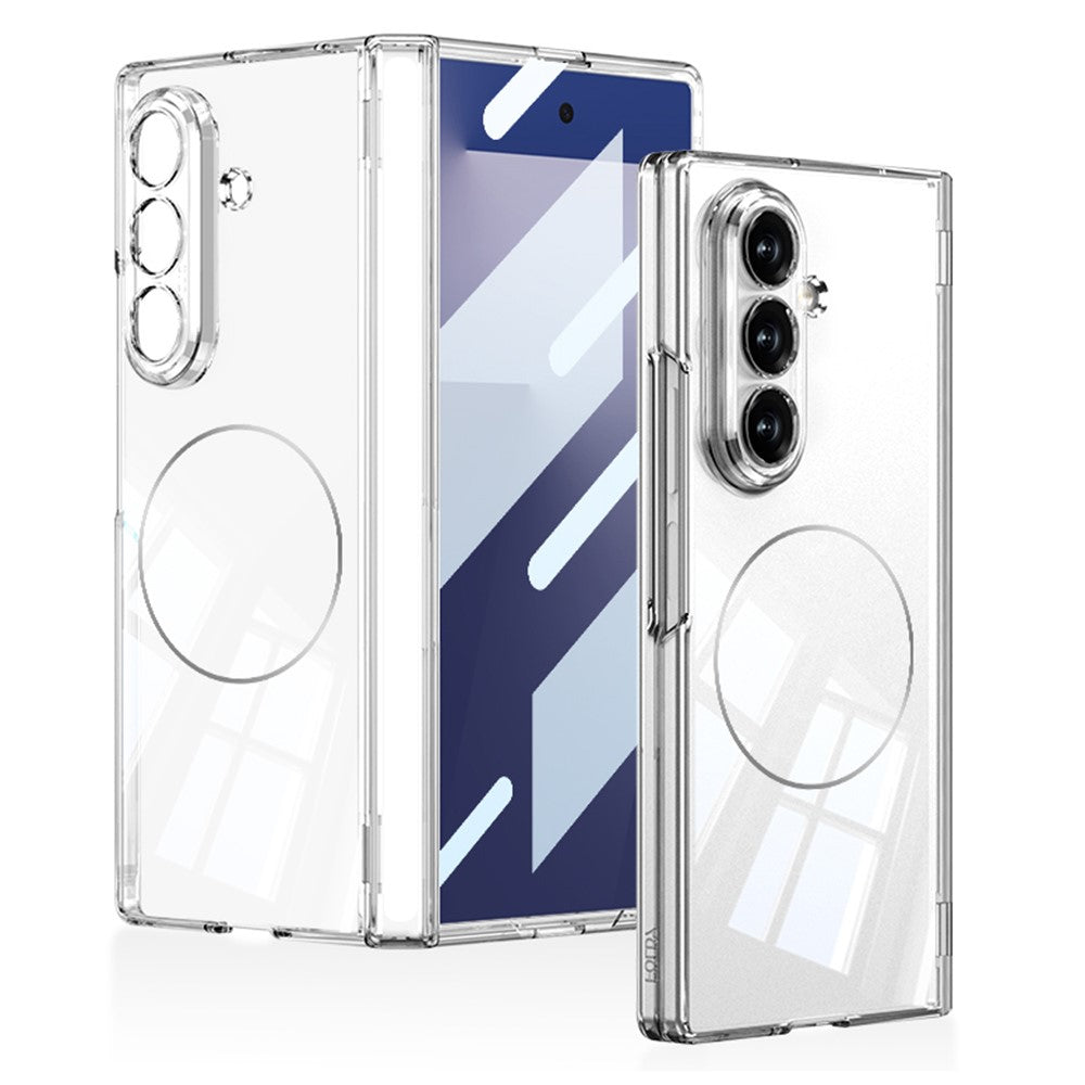 GKK For Samsung Galaxy Z Fold7 5G Magnetic Case Hinge Protection Hard PC Cover Built-In Iron Ring - Gold