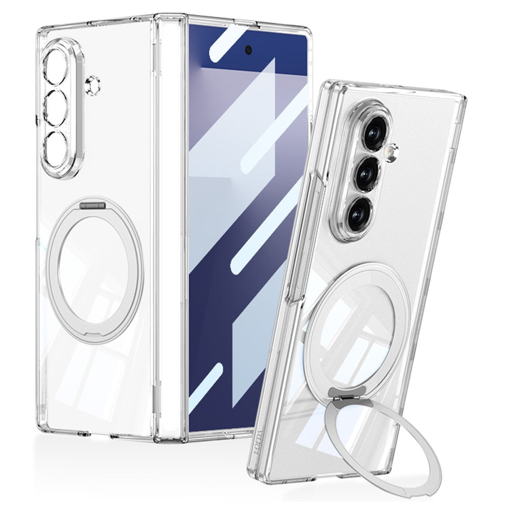 GKK For Samsung Galaxy Z Fold7 5G Magnetic Case with Rotating Kickstand Hinge Protection Hard PC Clear Phone Cover