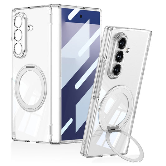 GKK For Samsung Galaxy Z Fold7 5G Magnetic Case with Rotating Kickstand Hinge Protection Hard PC Clear Phone Cover
