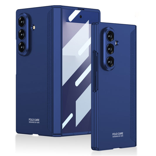 GKK For Samsung Galaxy Z Fold7 5G Case with Clear Screen Film Magnetic Hinge Protection Phone Cover - Dark Blue