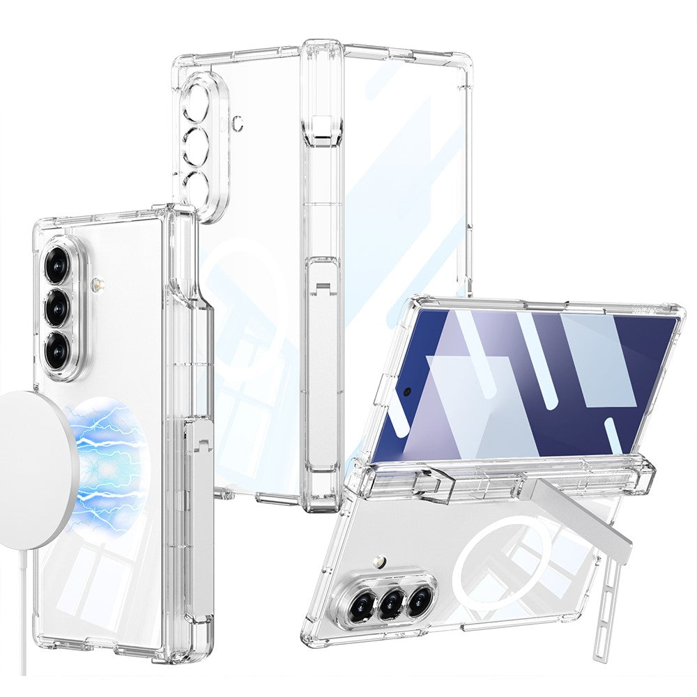GKK For Samsung Galaxy Z Fold7 5G Magnetic Case Airbag Drop-Proof Hinge Protection Phone Cover with Pen Holder / Kickstand