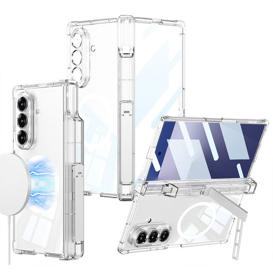 GKK For Samsung Galaxy Z Fold7 5G Magnetic Case Airbag Drop-Proof Hinge Protection Phone Cover with Pen Holder / Kickstand