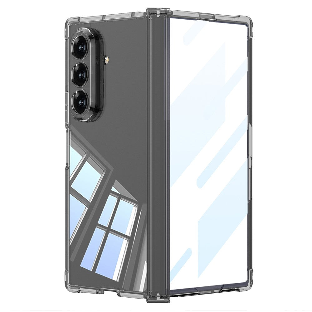 GKK For Samsung Galaxy Z Fold7 5G Case Airbag Hinge Protection PC + Tempered Glass Phone Cover - Transparent Black