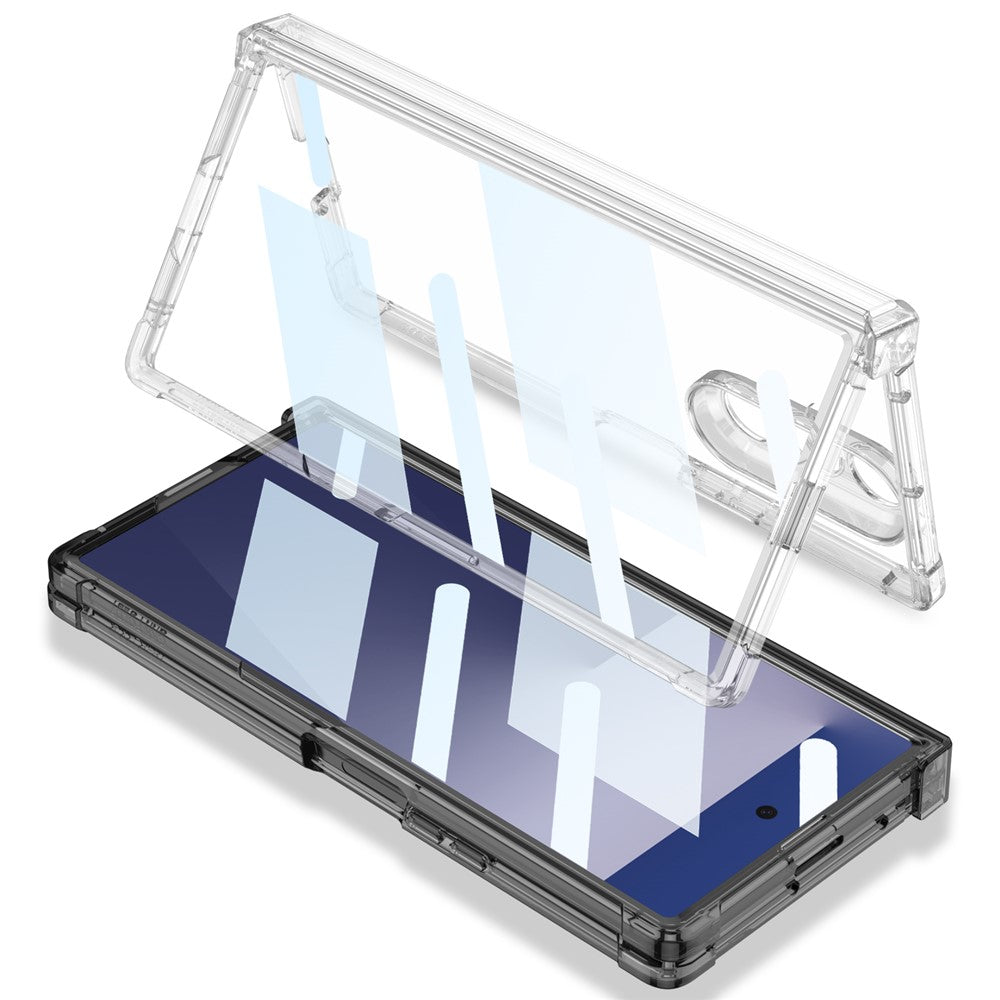 GKK For Samsung Galaxy Z Fold7 5G Case Airbag Hinge Protection PC + Tempered Glass Phone Cover - Transparent Black