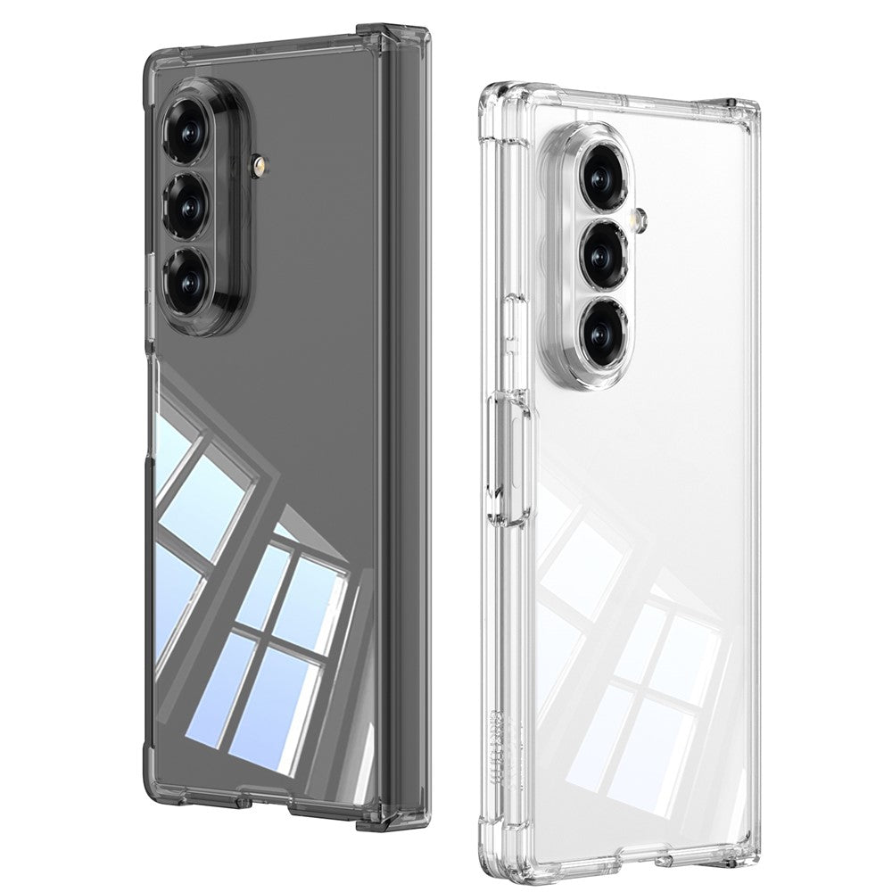 GKK For Samsung Galaxy Z Fold7 5G Case Airbag Hinge Protection PC + Tempered Glass Phone Cover - Transparent Black