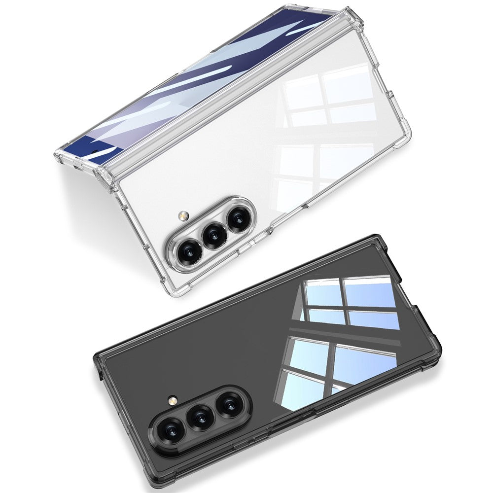 GKK For Samsung Galaxy Z Fold7 5G Case Airbag Hinge Protection PC + Tempered Glass Phone Cover - Transparent Black