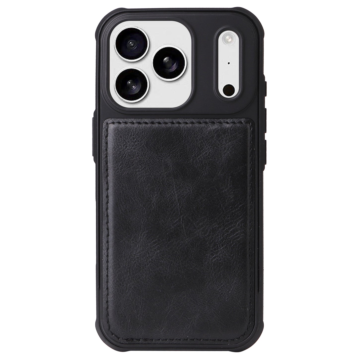 For iPhone 17 Pro Max Phone Case PU Leather Zipper Wallet Detachable Cover - Black