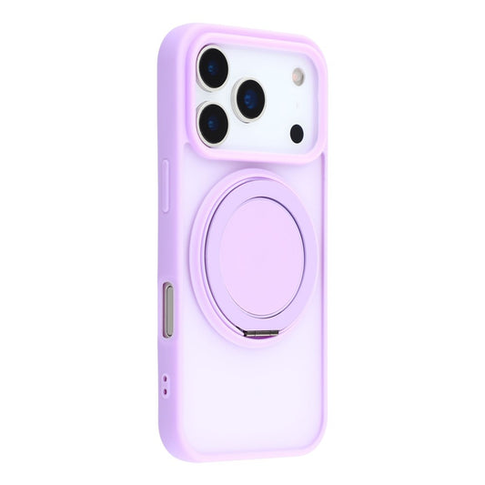 For iPhone 17 Pro Max Case Rotating Metal Kickstand Skin Touch TPU PC Phone Back Cover - Purple