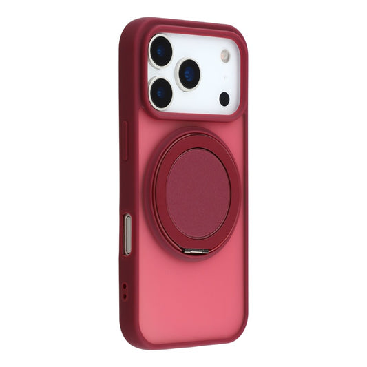 For iPhone 17 Pro Max Case Rotating Metal Kickstand Skin Touch TPU PC Phone Back Cover - Red