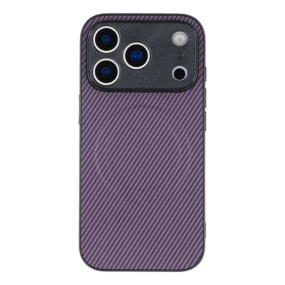 For iPhone 17 Pro Max Magnetic Case Carbon Fiber Texture TPU PC Phone Back Cover - Purple