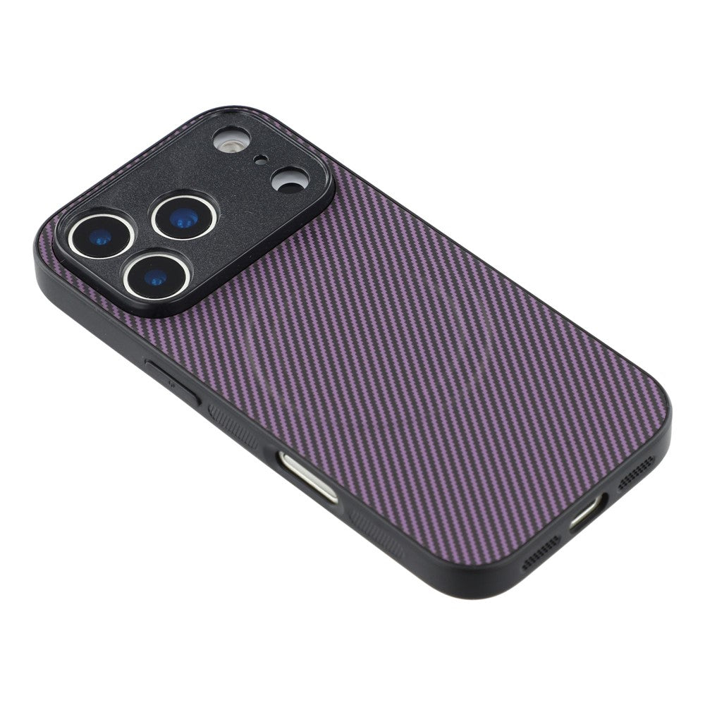 For iPhone 17 Pro Max Magnetic Case Carbon Fiber Texture TPU PC Phone Back Cover - Purple