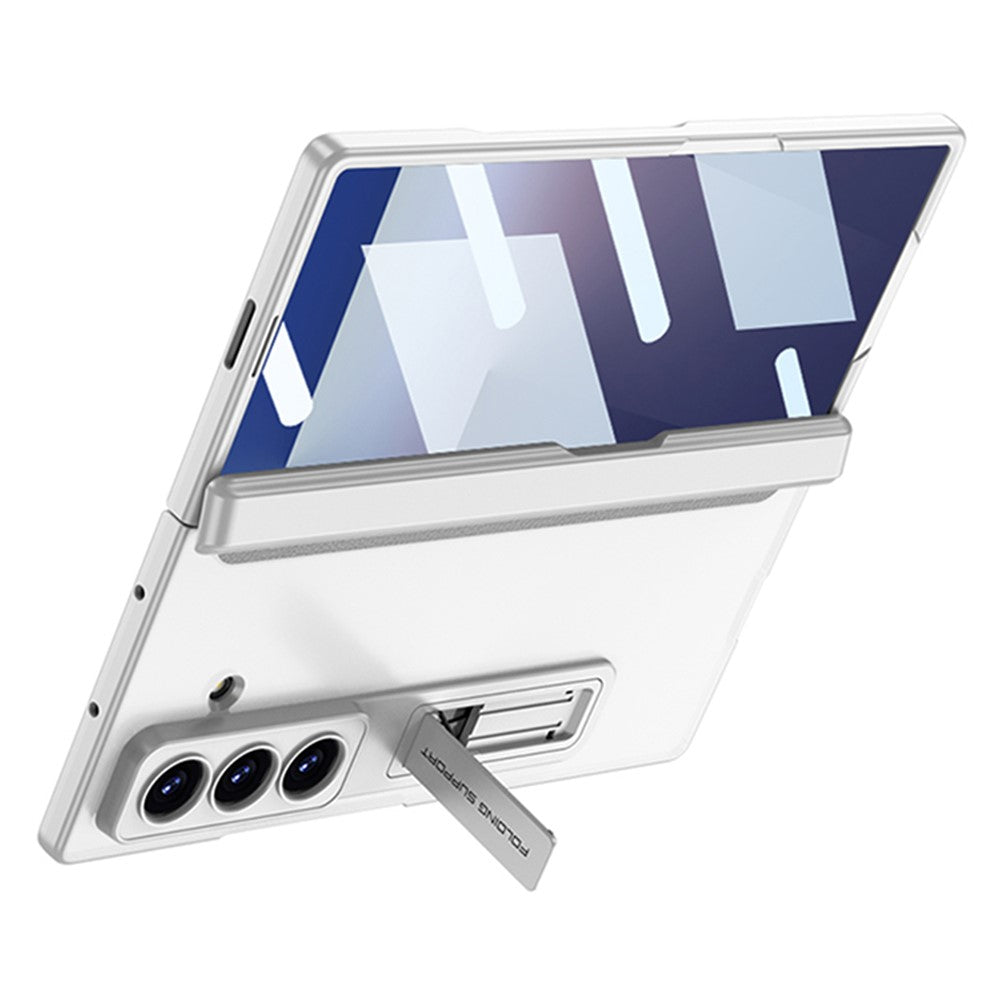 GKK For Samsung Galaxy Z Fold7 5G Case with Kickstand Skin Touch PC + Tempered Glass Slim Phone Cover - Black