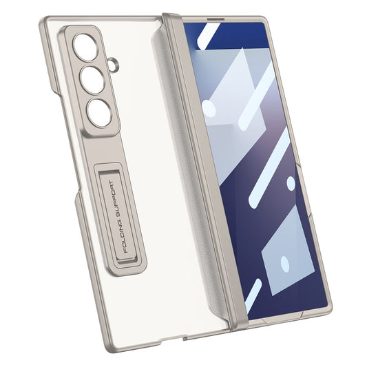 GKK For Samsung Galaxy Z Fold7 5G Case with Kickstand Skin Touch PC + Tempered Glass Slim Phone Cover - Titanium Grey