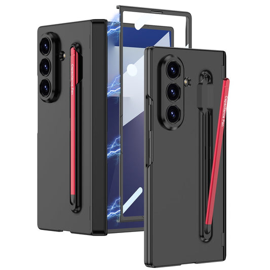 GKK For Samsung Galaxy Z Fold7 5G Case with Stylus Magnetic Hinge Protection PC + Tempered Glass Phone Cover - Red+Black