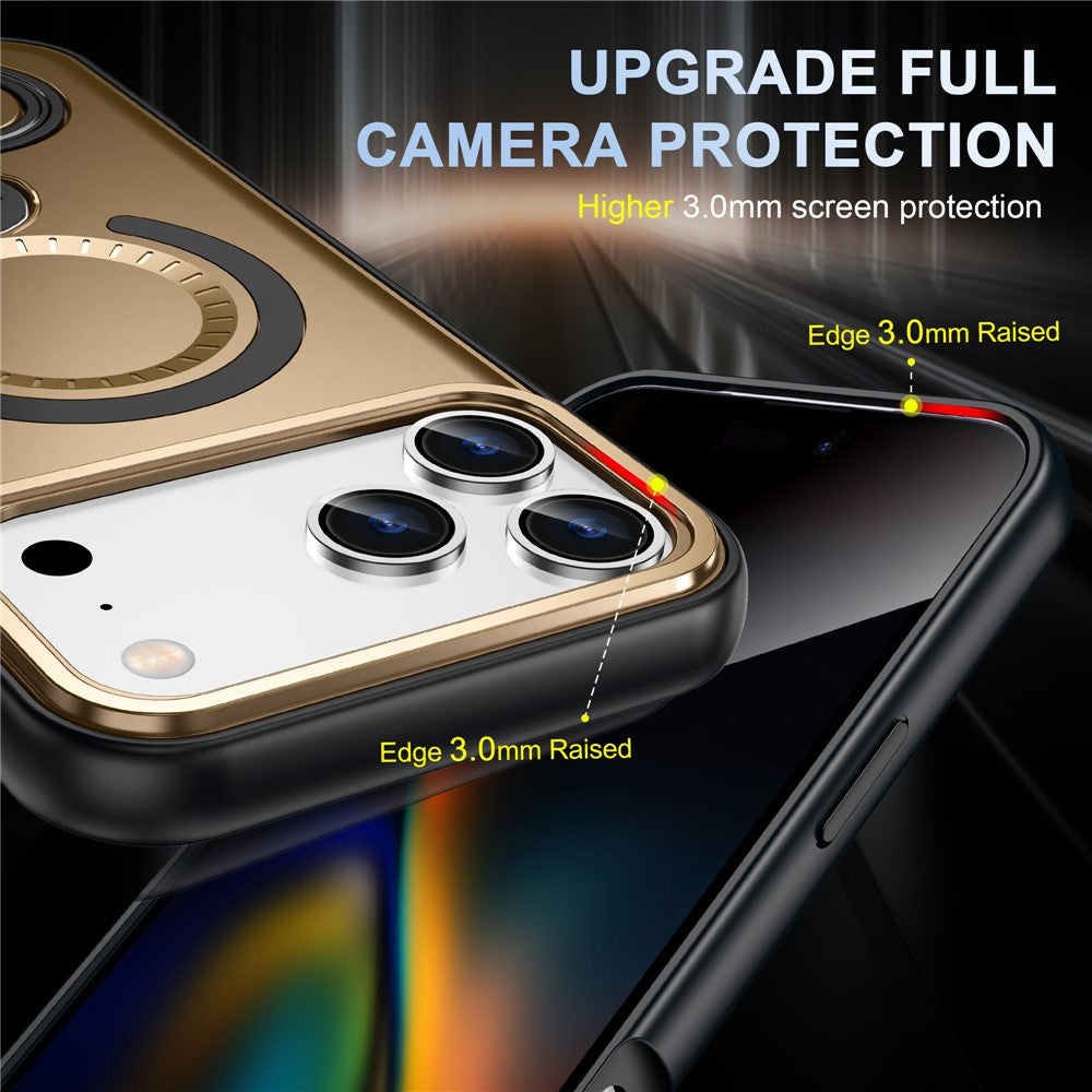 For iPhone 17 Pro Max Magnetic Case TPU + PC Shockproof Phone Cover with Dual Hole Kickstand - Grey