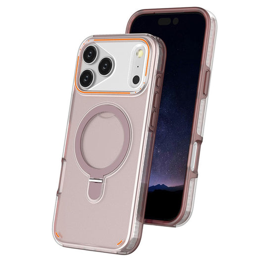 For iPhone 17 Pro Max Magnetic Case with Kickstand TPU + PC Shockproof Phone Cover - Pink