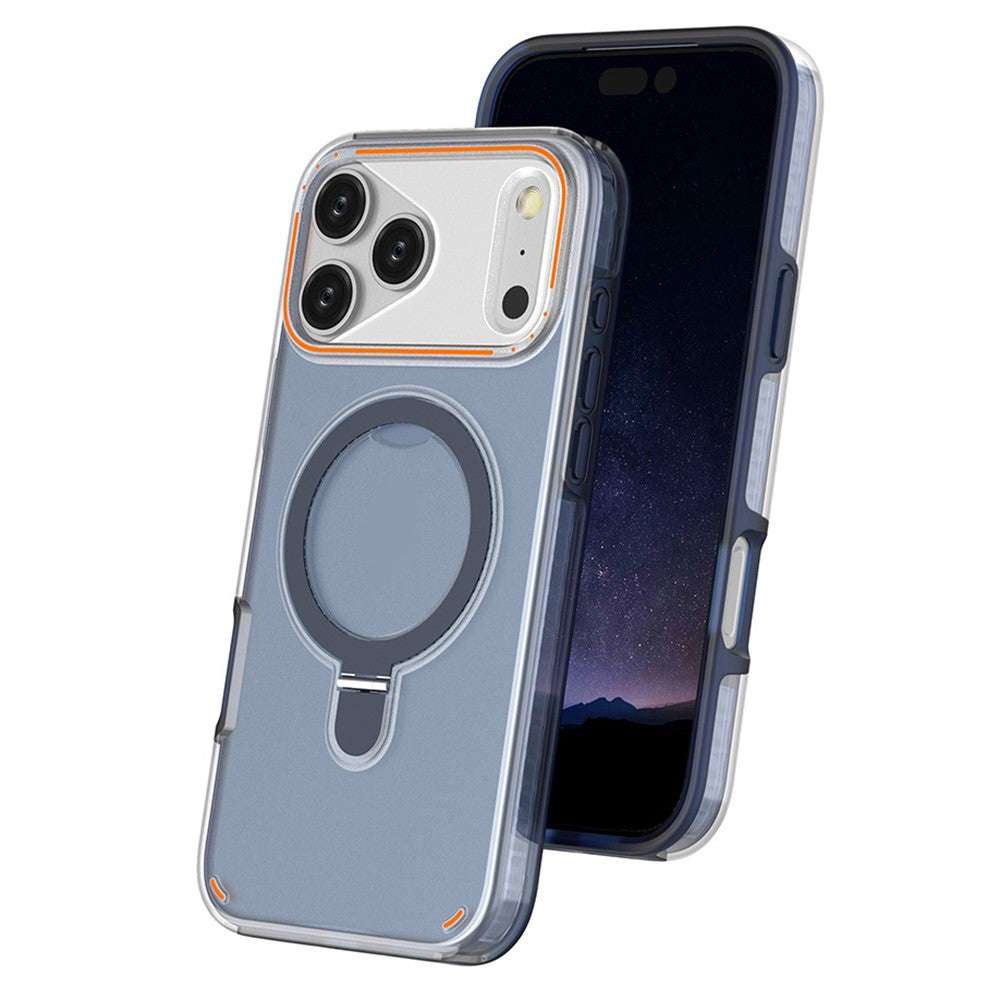 For iPhone 17 Pro Max Magnetic Case with Kickstand TPU + PC Shockproof Phone Cover - Blue