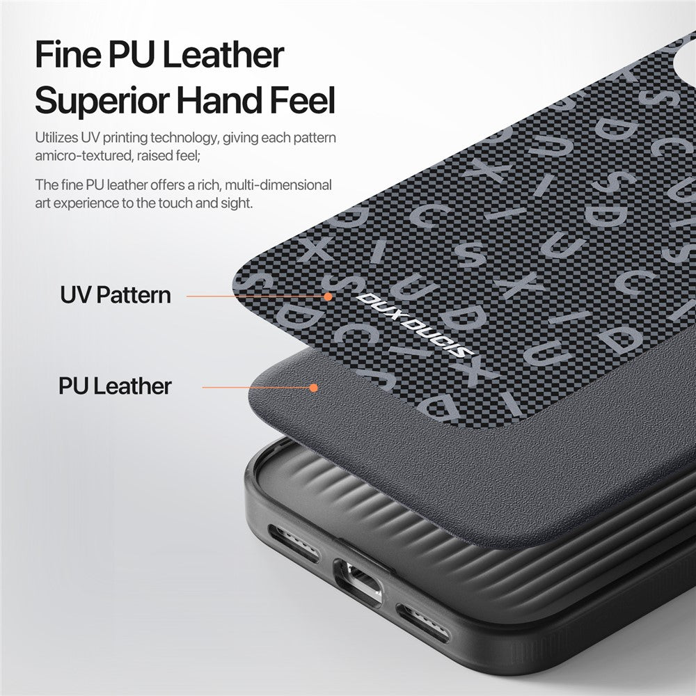 DUX DUCIS Moro Series For iPhone 17 Pro Max Case Compatible with MagSafe UV Pattern Leather + PC + TPU Phone Cover - Black