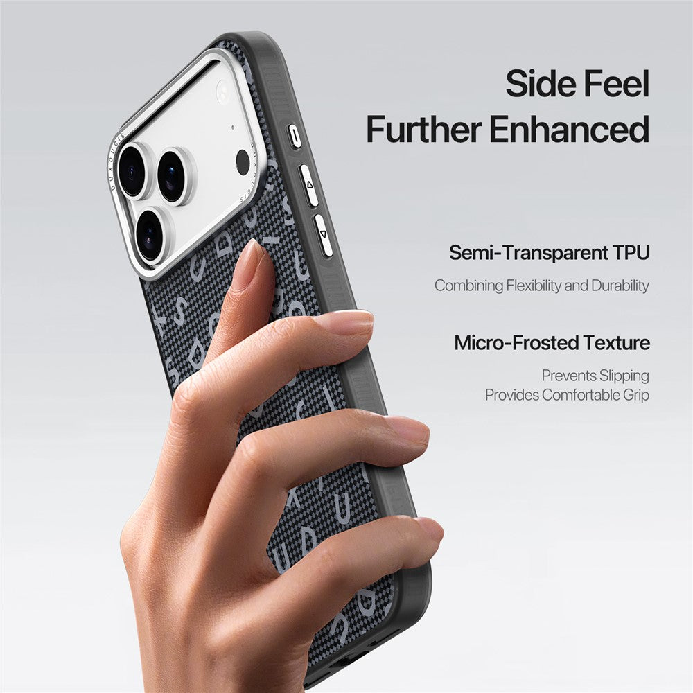 DUX DUCIS Moro Series For iPhone 17 Pro Max Case Compatible with MagSafe UV Pattern Leather + PC + TPU Phone Cover - Black